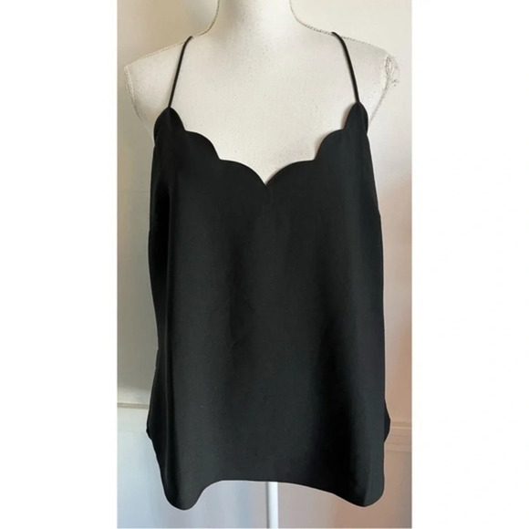 J. Crew • Solid Black Scalloped Cami Tank Top - Picture 1 of 5